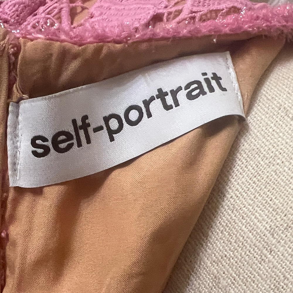 Self-Portrait Pink Lace Midi Dress belt is missing size M - Picture 9 of 12
